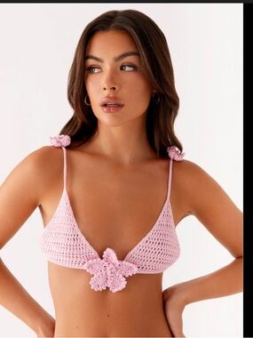Peppermayo coachella Pink Crochet Bikini Top S-M